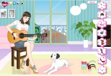 Gitarzystka z pieskiem