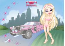 Blondyneczka koło limuzyny