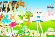 Dziewczynka wśród zieleni