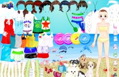 Z pieskami na plaży