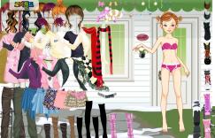 Blondyna przed domem